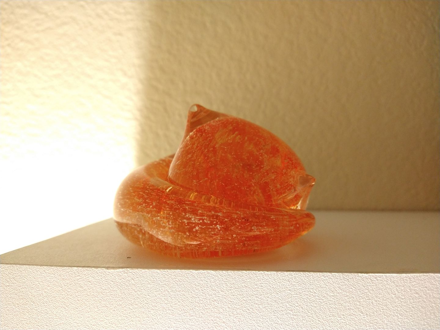 Customer photo review of Half-tone Sleeping Glass Cat with Infused Cremation Ashes
