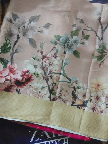 Customer photo review of Cameo rose Brown Satin Crepe Digital Print Saree