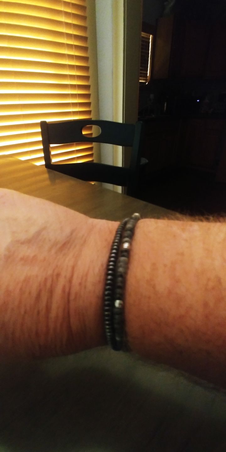 Customer photo review of Men's Hematite Stone Bracelet
