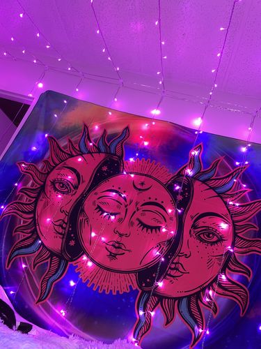 Customer photo review of Rainbow Sun and Moon Tapestry