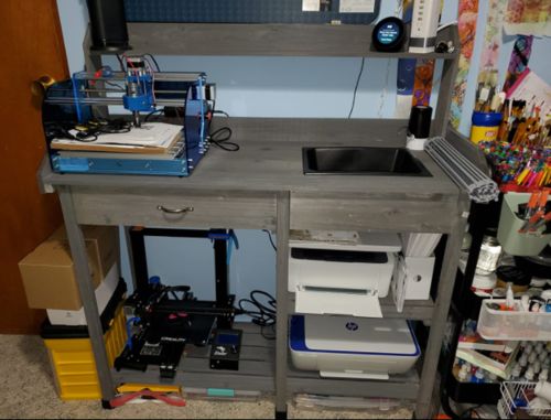 Customer photo review of Outdoor Potting Bench Table Garden Workstation w/Removable Sink, Adjustable Shelf Rack & Sliding Drawer Gray