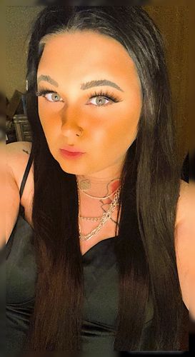 Customer photo review of Full Shine Tape in Hair Extensions 100% Remy Human Hair 100 Grams Darkest Brown (#2)