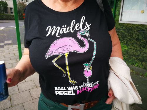 Customer photo review of Mädels, Pegel halten. Flamingo  - Damen Organic Shirt