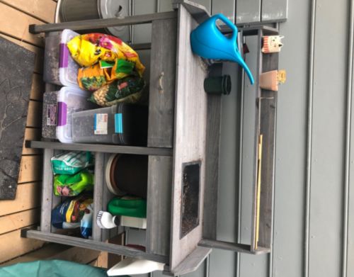 Customer photo review of Outdoor Potting Bench Table Garden Workstation w/Removable Sink, Adjustable Shelf Rack & Sliding Drawer Gray