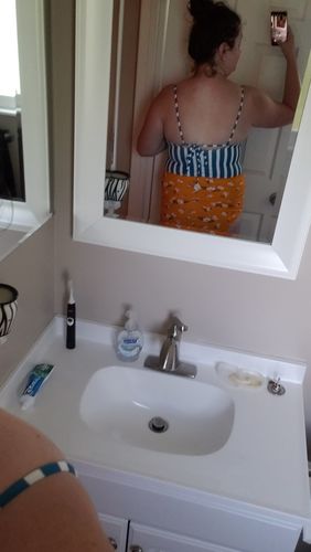 Customer photo review of Leisure Reversible Bottoms | Mango/Floral