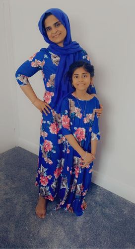 Customer photo review of Patchwork floral print baby dress blue