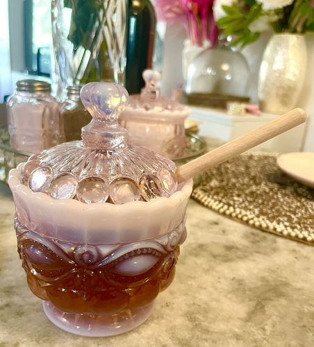 Customer photo review of Eye Winker Glass Honey Jar - 6 Color Options
