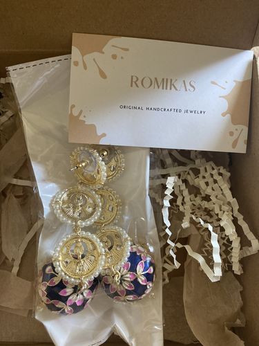 Customer photo review of Navy Blue Rasika Jhumka Earrings
