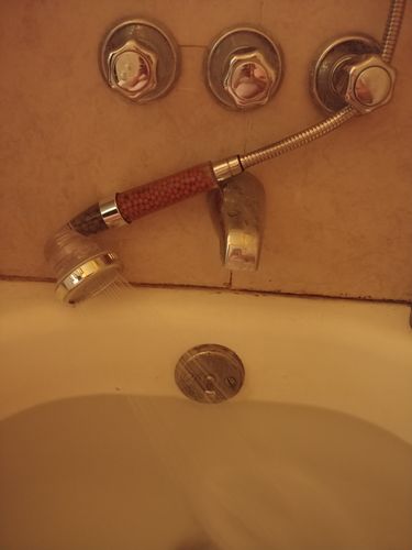 Customer photo review of Crystal Shower™ Ionic Filtration Shower Head