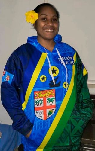 Customer photo review of Vanuatu Malampa Fiji Day Hoodie - Combine Flag Design LT4