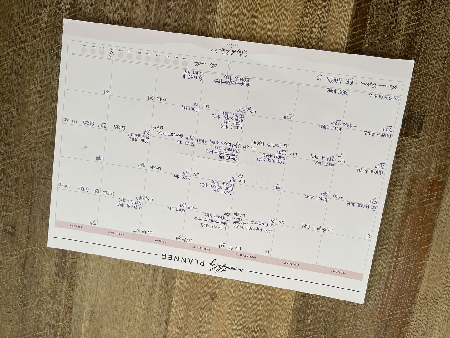 Customer photo review of NEW Signature Monthly Desktop Planner