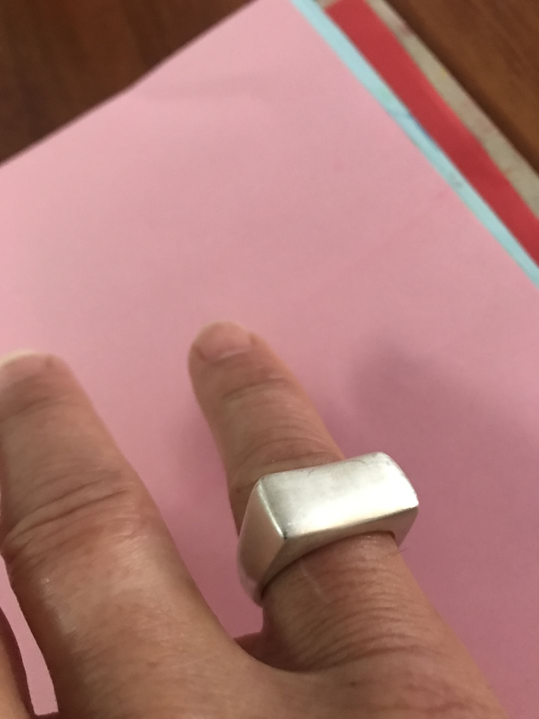 Customer photo review of Sterling Silver Chunky Rectangular Signet Ring