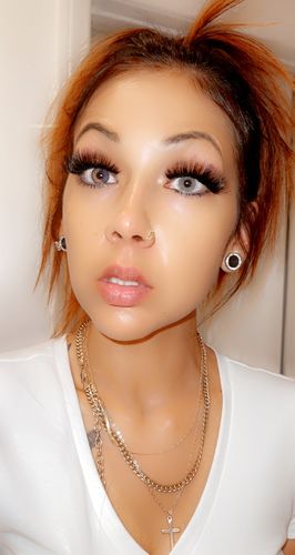 Customer photo review of Firmament Violet Prescription Contact Lenses