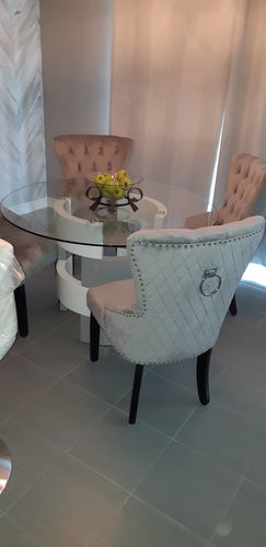 Customer photo review of Glamour I Light Gray Velvet Dining Chair (Set of 2)