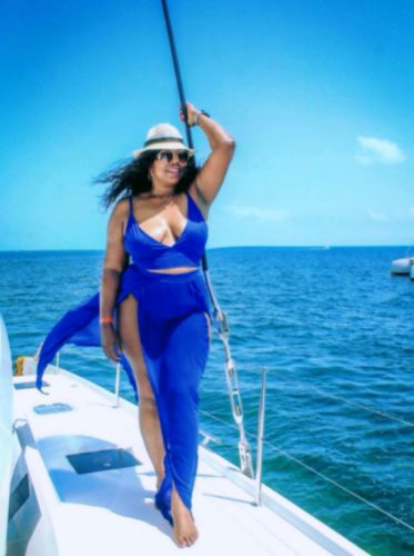 Customer photo review of Fashion Sexy Solid Split Joint Backless Spaghetti Strap Sleeveless Two Pieces