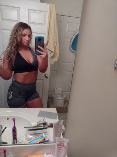 Customer photo review of High-Rise Ruched Side Butt Lift Biker Shorts - Pepper