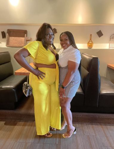 Customer photo review of Casual Solid Split Joint V Neck Half Sleeve Two Pieces