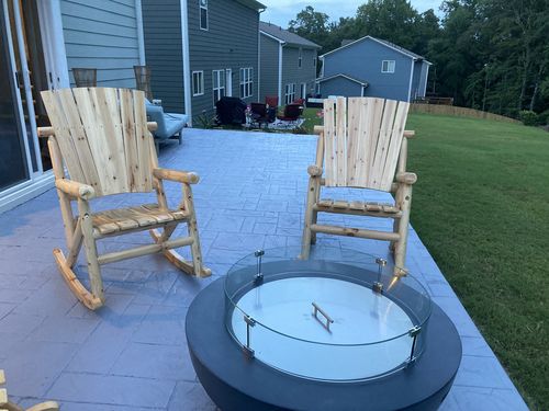 Customer photo review of 42" Outdoor Propane Gas Fire Pit Table Bowl in Gray