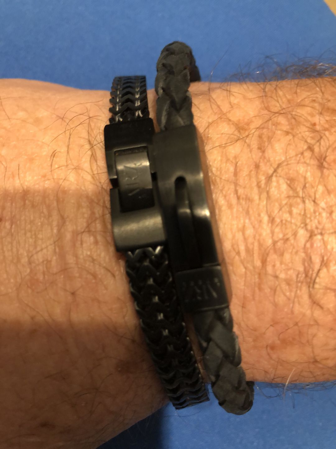 Customer photo review of 6mm Black Leather Engravable Bracelet
