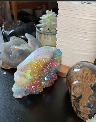 Customer photo review of Aura Sphalerite Skull with Aura Cluster