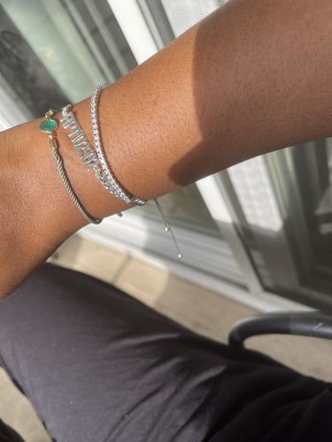 Customer photo review of Block Mini Name Bracelet with Cuban Chain