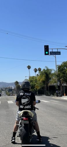 Customer photo review of Men's No Face No Case Tee (Front/Back)