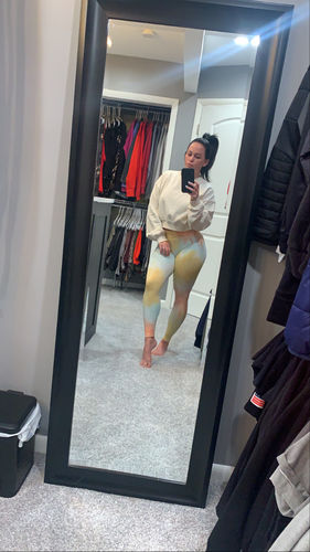 Customer photo review of Orange Tie-Dye Scrunch Butt Leggings