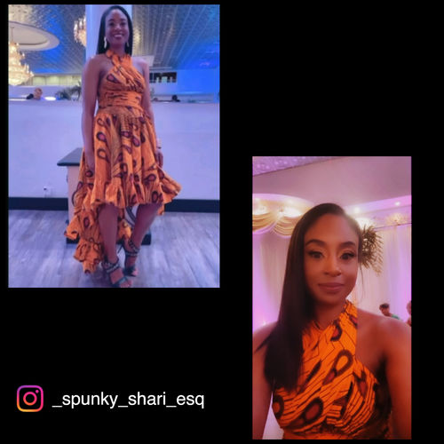 Customer photo review of Arusi Orange Hi-Low Infinity Dress