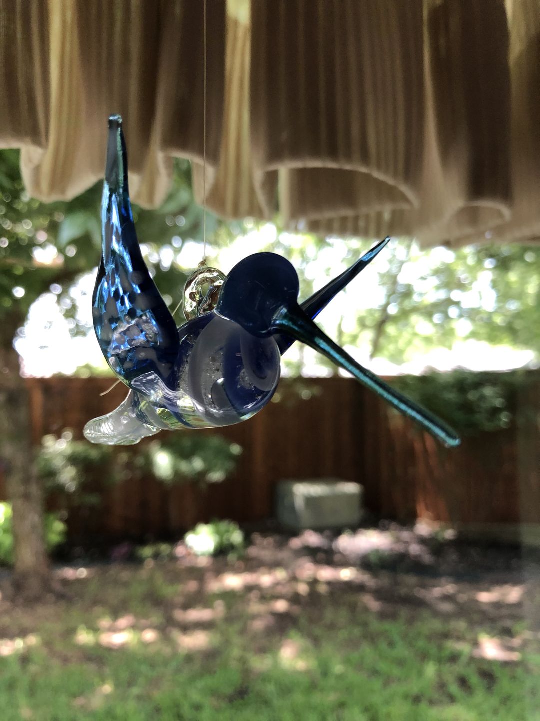 Customer photo review of Blue Glass Hummingbird with Infused Ash
