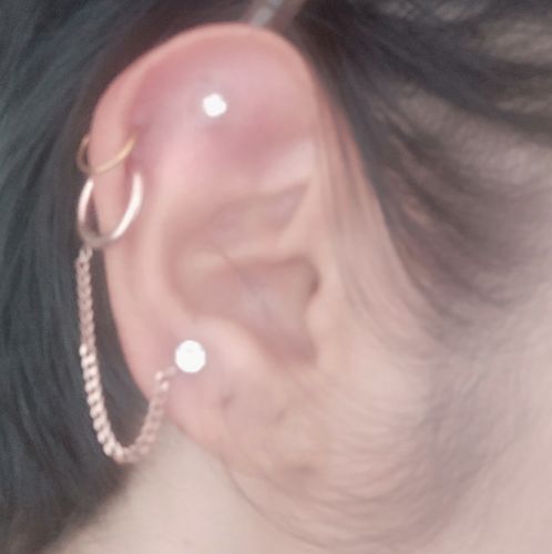 Customer photo review of Piercing Cadena con Zirconia