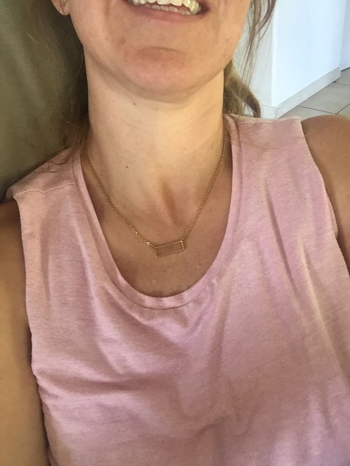 Customer photo review of Mustard Seed of Faith - Bar Necklace