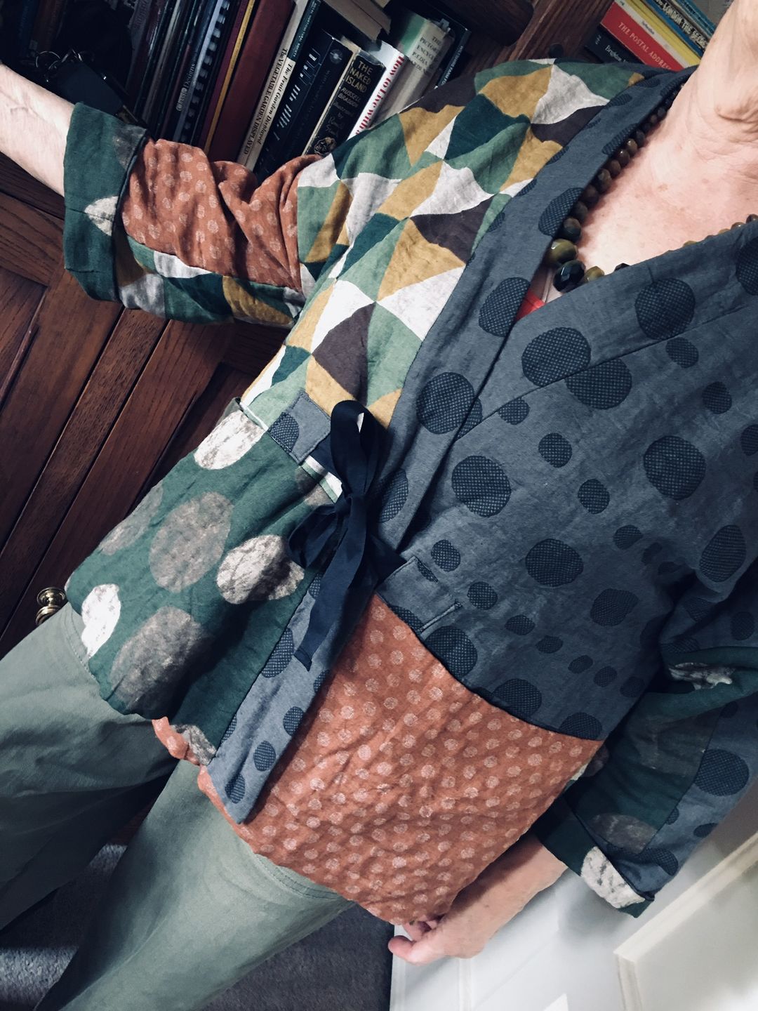 Customer photo review of Plus Size - Irregular Geometric Pattern Retro Cotton Jacket Coat