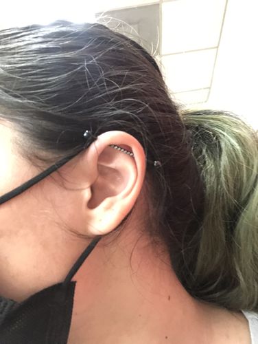 Customer photo review of Single Line Cz Industrial Barbell