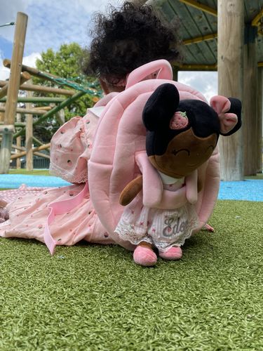 Customer photo review of Personalized Strawberry Doll Backpack