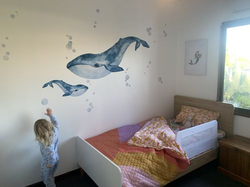 Customer photo review of Whales & Bubbles Decal Set