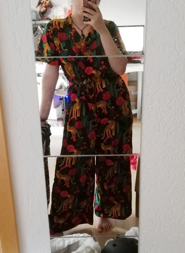 Customer photo review of Jaguar Paradise Black Animal Print Jumpsuit