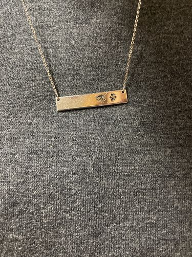 Customer photo review of Custom Paw Bar Necklace