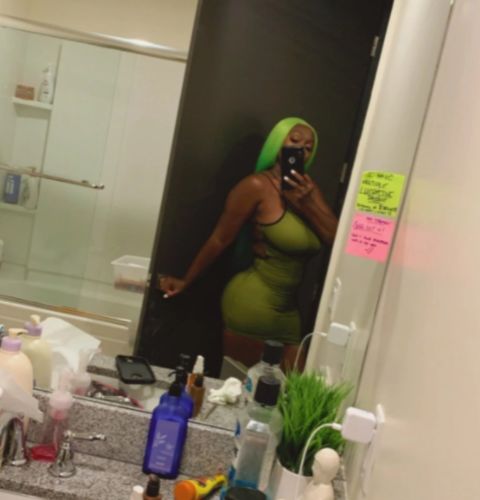 Customer photo review of Solid Color One Shoulder Chic Irregular Mini Dress