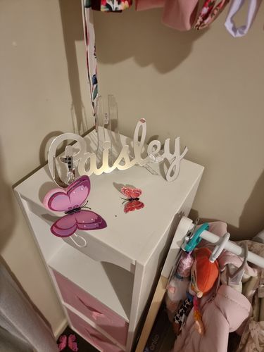 Customer photo review of Perfectly Imperfect Gold Mirror Wall Name Sale
