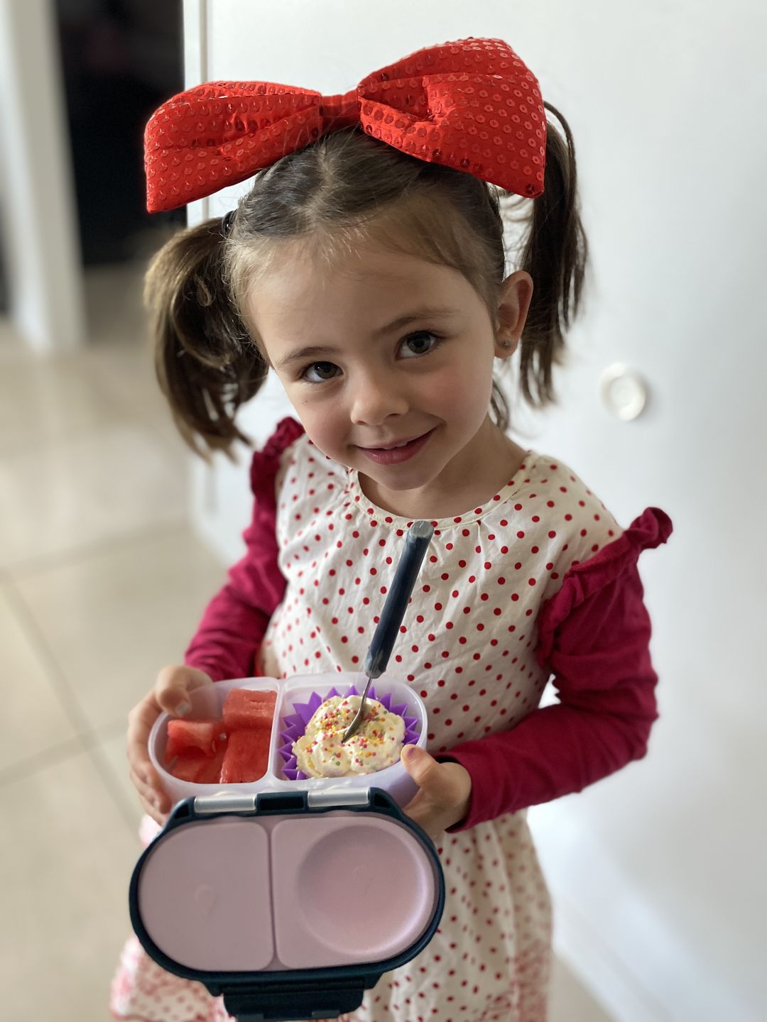 Customer photo review of b.box Snackbox – Indigo Rose