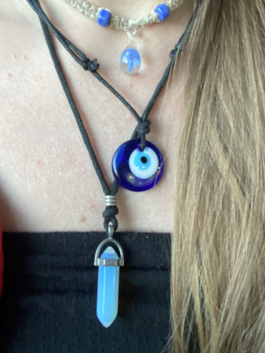 Customer photo review of Glass Evil Eye Good Luck and Protection Necklace