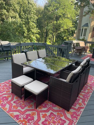 Customer photo review of 11 Pcs Patio Dining Set Space Saving Rattan Outdoor Sectional Furniture w/ Ottoman, Cushion & Dust Cover