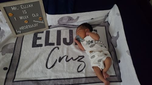 Customer photo review of Elephant Gray White Custom Name Printed Fleece Baby Blanket
