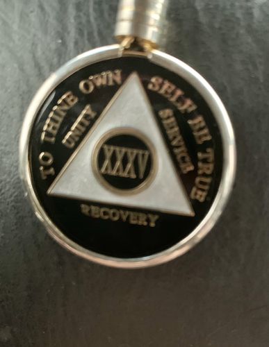 Customer photo review of Recovery Mint 35 Year AA Medallion - Tri-Plate Thirty-Five Year Chip/Coin - Black