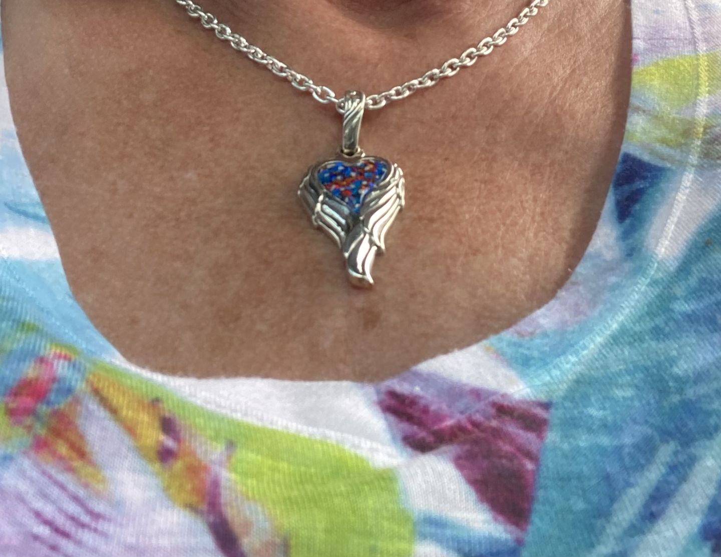 Customer photo review of Angel Wing Heart Pendant  - Engravable