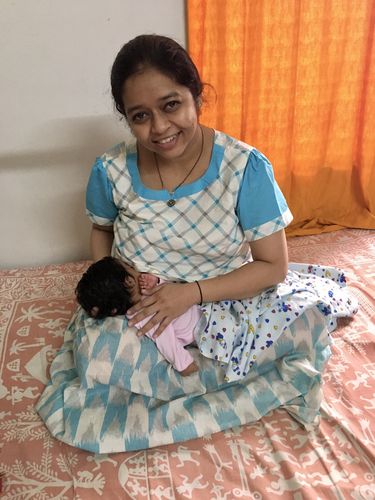 Customer photo review of Cream and Blue Anarkali