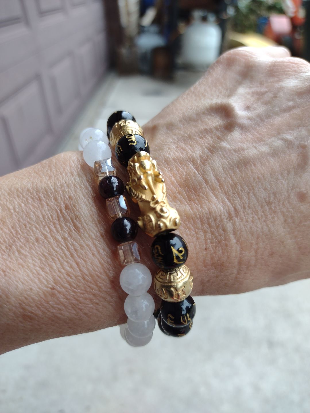 Customer photo review of Natural White Chalcedony Positivity Bracelet