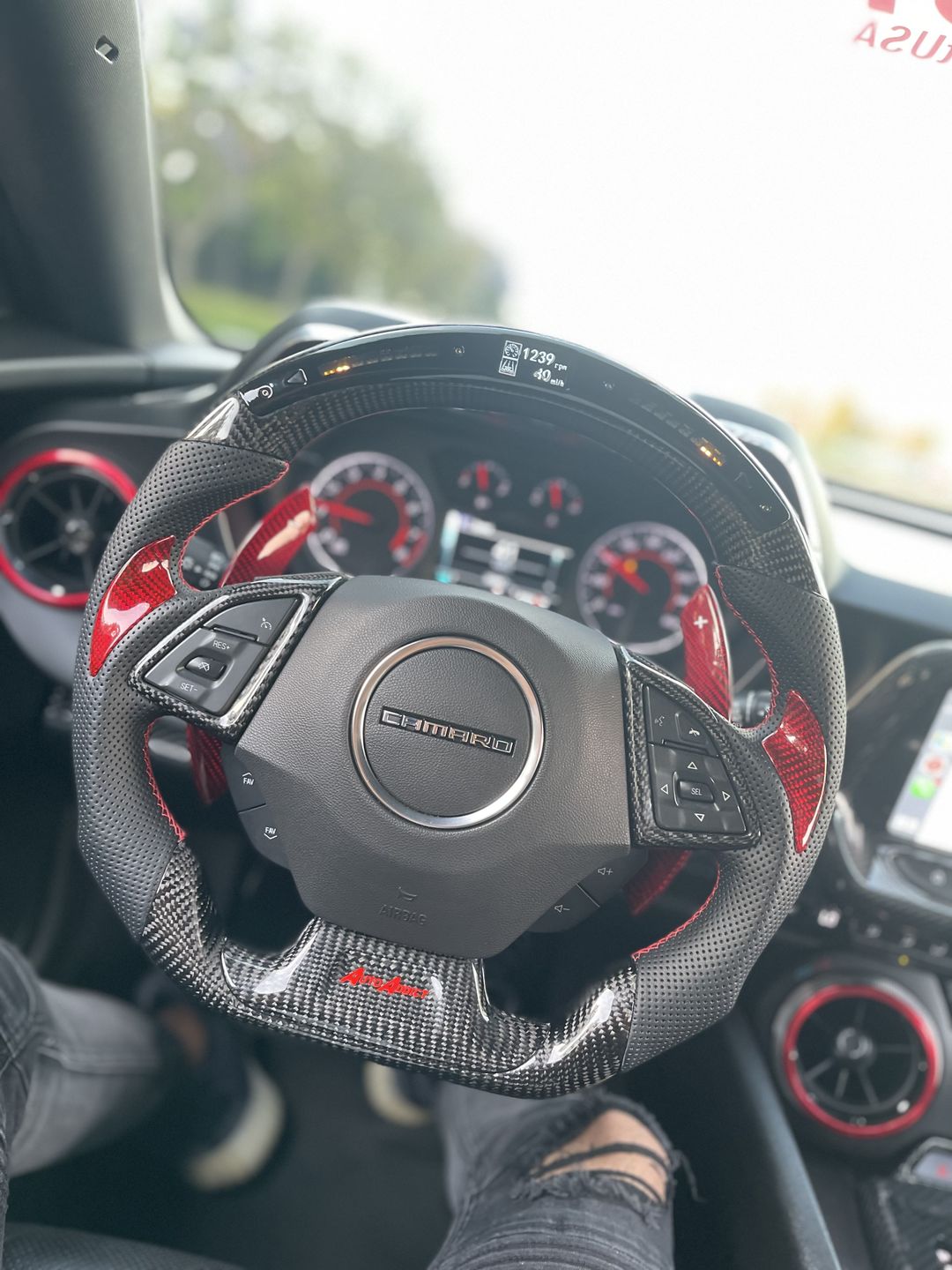 Customer photo review of 2016-2021 Chevy Camaro Custom Carbon Fiber Steering Wheel