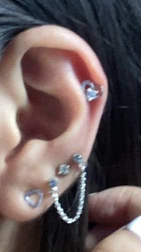 Customer photo review of Center Gem Heart Lip Ring