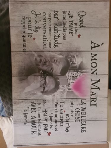 Customer photo review of À mon Mari - Toile-partenaire personnalisée